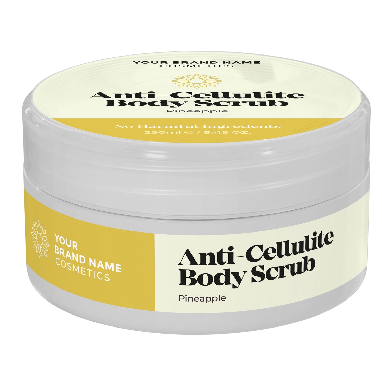 Polishing &amp; Firming Body Scrub Pineapple for cellulite reduction - 250 ml. - Made By Nature Labs - Private Label Natural Skin Care &amp; Cosmetics 